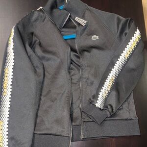 Lacoste Black Jacket with Vibrant Blue Detail